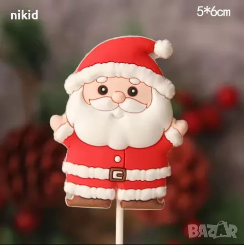 Дядо Коледа вдигнати ръце плитък силиконов молд форма фондан шоколад близалки декор украса, снимка 3 - Форми - 48045640