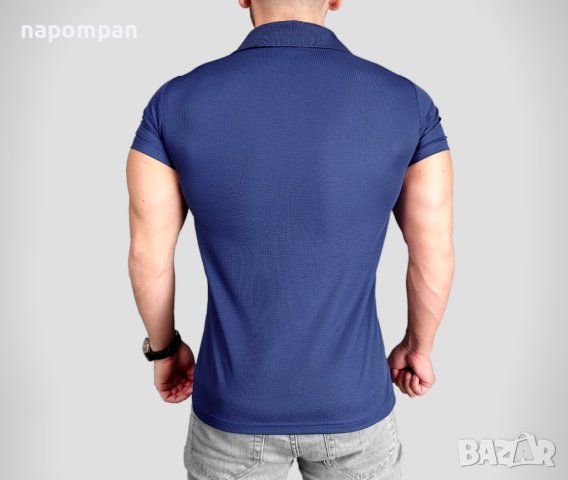 Сини мъжки спортни ризи с къс ръкав / спортно елегантни тениски с яка, снимка 3 - Ризи - 41394859
