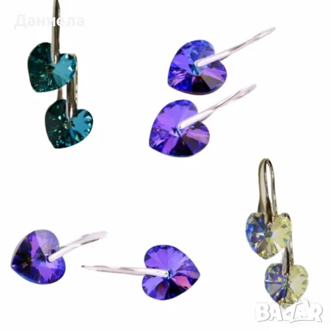Обеци с кристал Сърце, снимка 2 - Обеци - 48609979