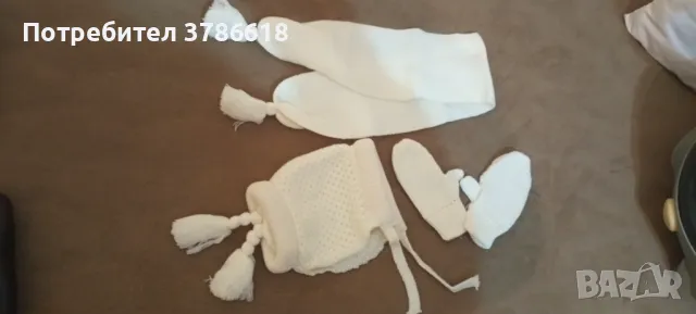 Детски зимен комплект-шапка, шал и ръкавици, снимка 3 - Бебешки шапки - 48670659