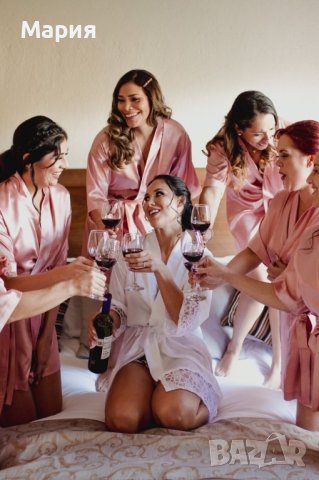 Сатенен халат / Комплект сатенени халати Bride за моминско