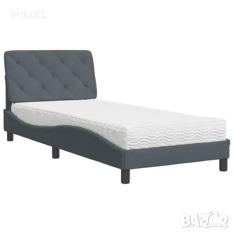 vidaXL Легло с матрак, тъмносиво, 90x200 см, кадифе（SKU: 3208635）