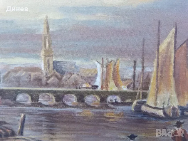 Оригинална немска картина маслени бои Baumeister (1986 г.) – 93x53 см, снимка 5 - Картини - 55943360