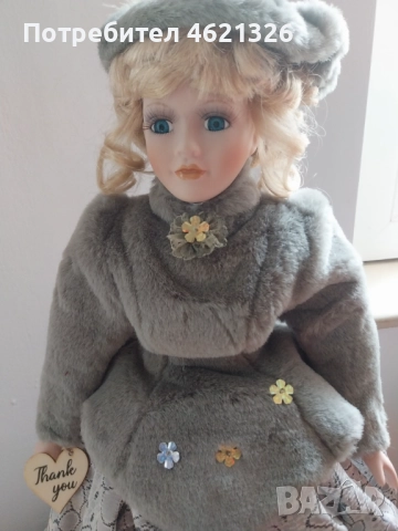 Колекционерска порцеланова кукла винтидж стил нова за декорация, снимка 4 - Декорация за дома - 52043243