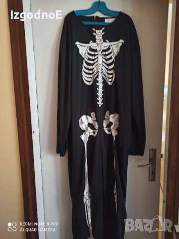 180см Мъжки карнавален костюм Скелет за Хелоуин 