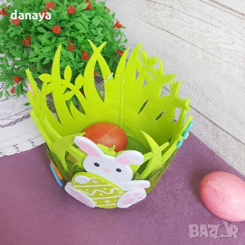 2735 Великденски панер за яйца Зайче в градинка, снимка 4 - Декорация за дома - 35902456