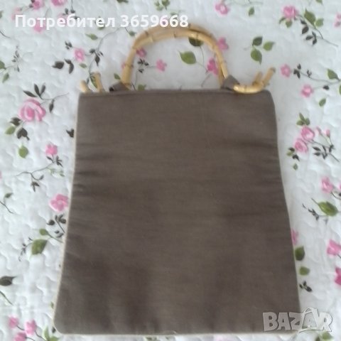 Дамска чанта с бродерия и бамбукови дръжки, снимка 6 - Чанти - 40249163