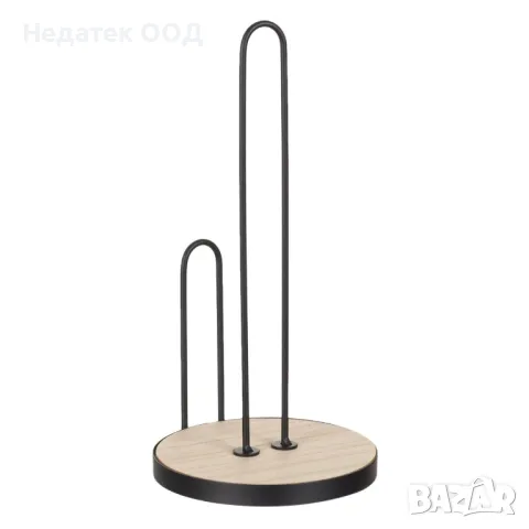 Поставка за кухненска ролка, С ограничител, Черна, 15x30см