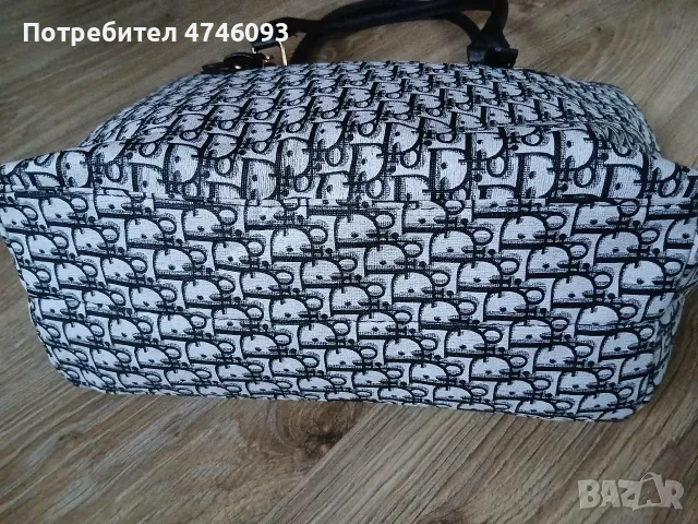 Дамска чанта с модерен монограмен принт / Елегантна черна чанта тип шопър-НОВА, снимка 3 - Чанти - 55784311
