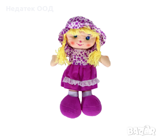  Платнена кукла, Fuchsia, лилава рокля, 12х6х29 см, снимка 1 - Кукли - 44512246
