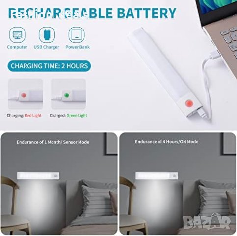 Ново 40 LED светлини със сензор за движение на закрито/USB акумулаторна батерия, снимка 7 - Лед осветление - 41379185