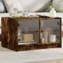 vidaXL Маса за кафе със стъклени врати, опушен дъб, 68x50x42 см, снимка 2