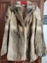 Винтидж кожено палто естествен косъм бежово размер М, снимка 1