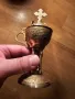 Старинно бронзово кадило, тамянник  красиви орнаменти и цветя 15 см  кандило кадило църква параклис, снимка 6