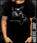 Черна тениска с щампа BLACK CAT