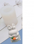 3D Заек зайче с морков цилиндър силиконов молд форма фондан шоколад гипс смола свещ, снимка 3