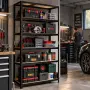 Метален поцинкован стелаж с 6 рафта – 1050 кг товароносимост, 200×90×40 см, черен, снимка 2