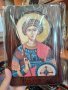 Автентична Луксозна икона на Свети Георги - -основа ДЪРВО , изображение - НА ПЛАТНО,ръчна изработка, снимка 1