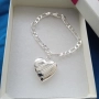 Сребърна, дамска гривна със сърце/ плочка. 10 различни модели. В кутия за подарък., снимка 7