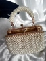 Дамска чанта ръчна изработка от перли цвят шампанско , снимка 4