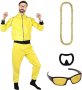 Gohytal Маскараден жълт лачен костюм на рапър от 90-те за мъже за Хелоуин, карнавал, размер XXL, снимка 1 - Костюми - 44495475
