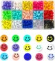 Комплект многоцветни мъниста с усмихнато лице 10 мм 300 бр., снимка 1 - Образователни игри - 42551744