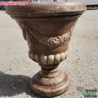 Антична кашпа – саксия от бетон - бежово с кафяво, снимка 3 - Саксии и кашпи - 36193710