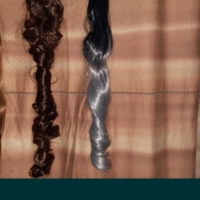 60 см Екстейшан конска опашка на шнола ,омбре черна с пепеляво, светло кестеняво , снимка 13 - Аксесоари за коса - 35499552