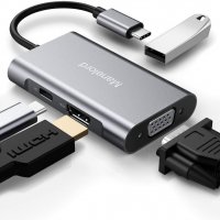 USB C хъб Manelord, VGA, 4K HDMI, двоен дисплей, 87W PD порт, USB 3.0, снимка 1 - Други - 35723486