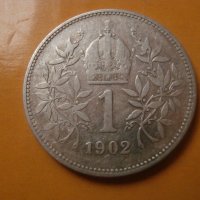 Сребърна монета 1 корона/крона 1902 , снимка 1 - Нумизматика и бонистика - 44373173
