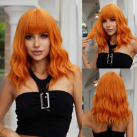 Оранжева перука на вълни, снимка 1 - Аксесоари за коса - 44828415