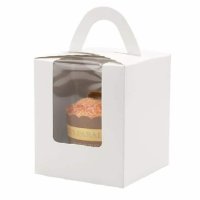 Картонена кутия с прозрачен отвор за кексче мъфин мъфини макарон, снимка 1 - Други - 42195618