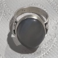Стар масивен сребърен пръстен с камък Ахат , снимка 2 - Пръстени - 44297230
