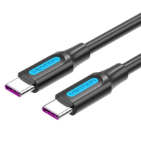 Кабел USB3.1 Type C Мъжко - Мъжко 0.5m Черен Vention COTBD 5A Fast Charging Cable USB Type C M/M, снимка 1 - USB кабели - 36500935
