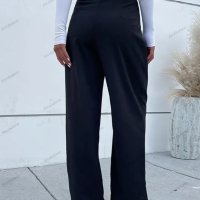 Дамски моден едноцветен ежедневен панталон с висока талия - 023 , снимка 4 - Панталони - 42194476