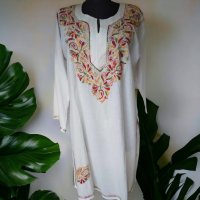 Индийска бяла рокля / туника с бродерия, снимка 1 - Рокли - 41550401