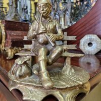 Страхотна антикварна френска бронзова фигура статуетка пластика , снимка 2 - Антикварни и старинни предмети - 40139117