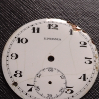 Порцеланов циферблат за джобен часовник ENIGMA рядък за КОЛЕКЦИЯ ЧАСТИ 43035, снимка 5 - Антикварни и старинни предмети - 44774233