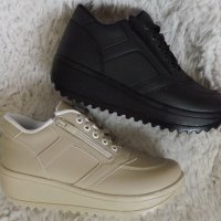 Обувки, уокмакс, черни и бежови, код 94/ББ2/40, снимка 3 - Дамски ежедневни обувки - 42652198