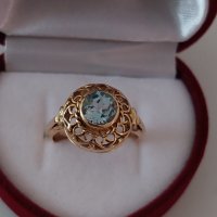 Дамски златен пръстен с аквамарин/злато 18к., снимка 2 - Пръстени - 39812551