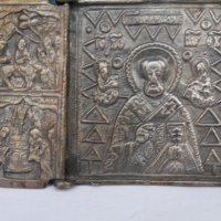 Рядка Руска икона триптих, снимка 4 - Антикварни и старинни предмети - 38687076