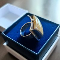 Екстравагантен, авторски сребърен пръстен с естествен камък, снимка 3 - Пръстени - 42101361