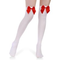 Дълги силиконови чорапи. Еротични чорапи. Секси бели чорапи. Секси чорапи с панделка, снимка 2 - Бельо - 41871961
