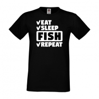 Мъжка тениска Fish 1,Eat,Sleep,Fish,Anime,Repeat,Ядене,Спане,Риба,Подарък,Повторение,Празник,, снимка 9 - Тениски - 36418956