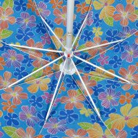 Ветроустойчив плажен чадър 2м, Тъмносин с цветя, снимка 2 - Други - 41360164