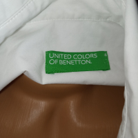 Benetton L,XL- Бяла памучна дамска широка риза , снимка 10 - Ризи - 44695374