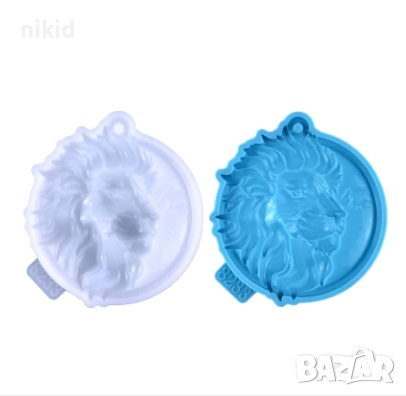 Лъв Лъвска глава кръгъл силиконов молд форма фондан гипс шоколад висулка декор украса, снимка 1