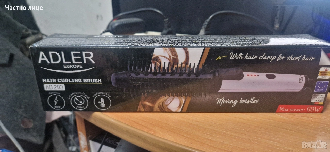 Маша за коса с четка adler ad 2113, 60w, 26 мм, керамично покритие, снимка 1