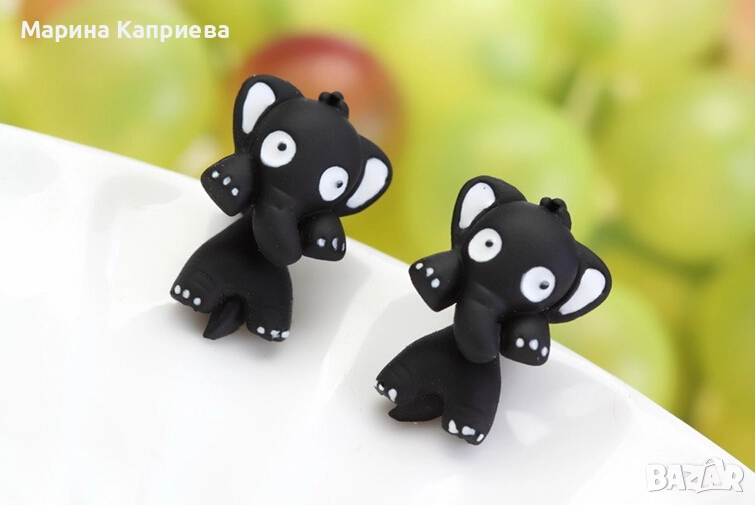 Обеци "Черни слончета" /С-48/, снимка 1