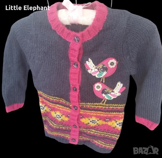 Дълга жилетка за 2-3 год мом с цветни копчета"Birds",Англия/нова, снимка 1
